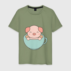 Мужская футболка хлопок Cup of Pig