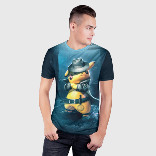 Мужская футболка 3D Slim Пикачу Холмс, цвет 3D печать - фото 3