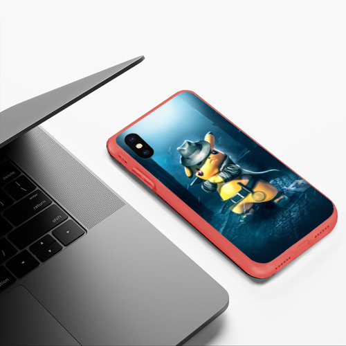 Чехол для iPhone XS Max матовый Пикачу Холмс, цвет красный - фото 5