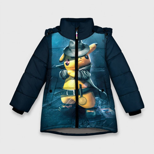 Зимняя куртка для девочек 3D Пикачу Холмс, цвет светло-серый