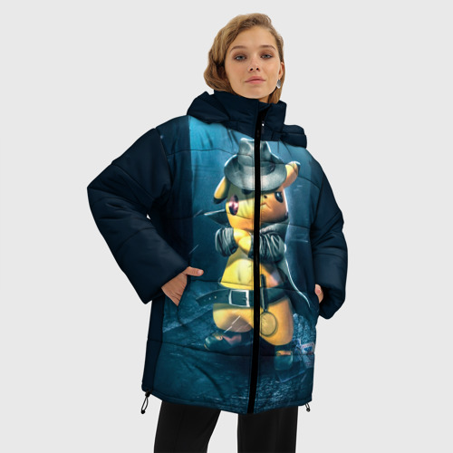 Женская зимняя куртка Oversize Пикачу Холмс, цвет черный - фото 3