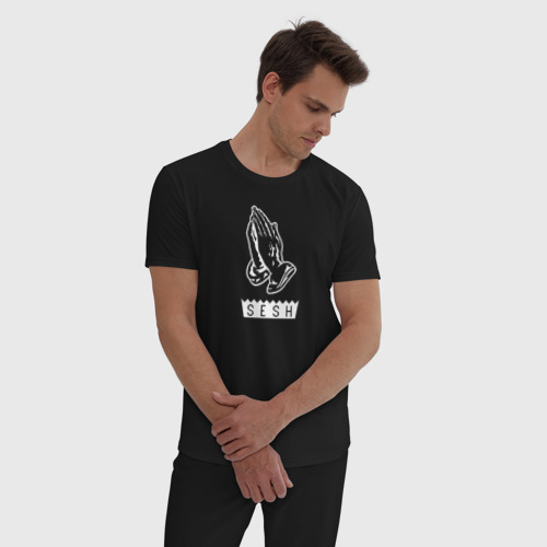 Мужская пижама хлопок Bones sesh, цвет черный - фото 3