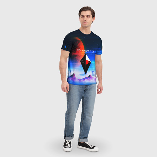 Мужская футболка 3D с принтом No mans sky, вид сбоку #3
