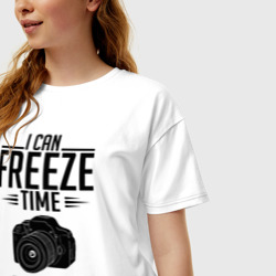 Женская футболка хлопок Oversize I can freeze time - фото 2