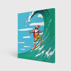 Холст квадратный Summer Santa - surfing