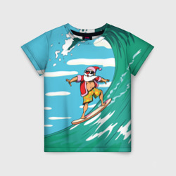 Детская футболка 3D Summer Santa - surfing