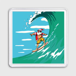 Магнит 55*55 Summer Santa - surfing