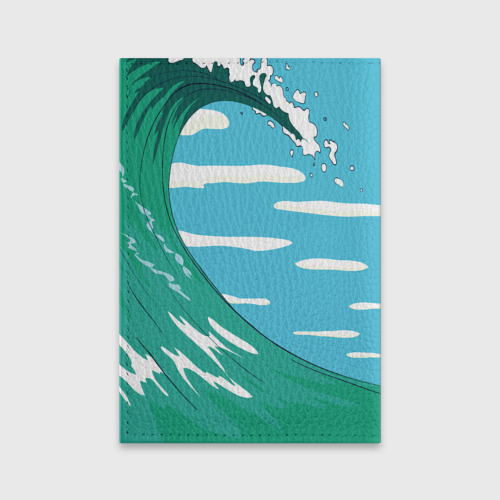 Обложка для паспорта матовая кожа Summer Santa - surfing, цвет зеленый - фото 2