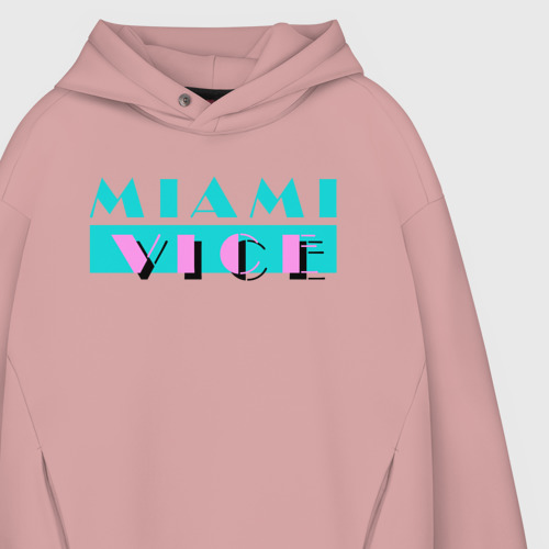 Мужское худи Oversize хлопок Miami Vice Series, цвет пыльно-розовый - фото 4