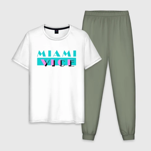 Мужская пижама с белой футболкой хлопок Miami Vice Series