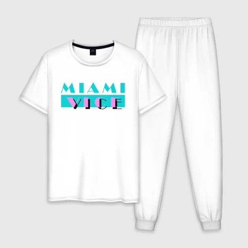 Мужская пижама с белой футболкой хлопок Miami Vice Series