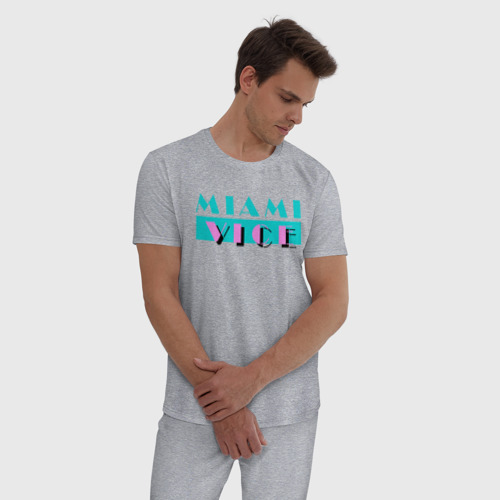 Мужская пижама хлопок Miami Vice Series, цвет меланж - фото 3