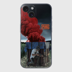 Чехол для iPhone 15 силиконовый с защитой камеры PUBG