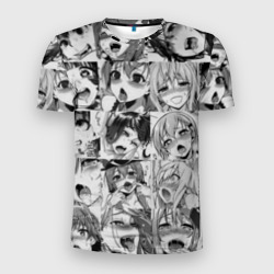 Мужская футболка 3D Slim Такое разное ахегао. монохром