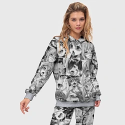 Женский костюм с толстовкой 3D Такое разное ахегао. монохром - фото 2