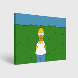 Холст прямоугольный Гомер Симпсон в кустах
