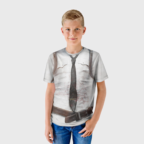 Детская футболка 3D Рубаха PUBG с галстуком, цвет 3D печать - фото 3