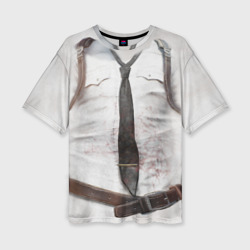 Женская футболка oversize 3D Рубаха PUBG с галстуком
