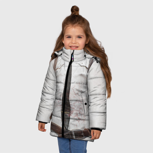 Зимняя куртка для девочек 3D Рубаха PUBG с галстуком, цвет светло-серый - фото 3