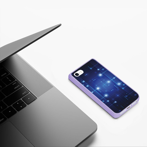 Чехол для iPhone 5/5S матовый Технология, цвет светло-сиреневый - фото 5