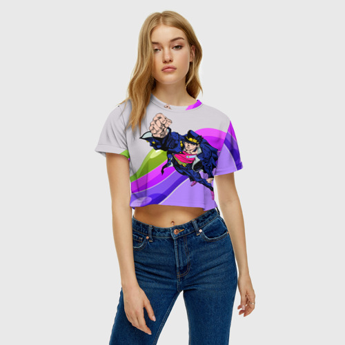 Женская футболка Crop-top 3D JoJo Jotaro, цвет 3D печать - фото 4