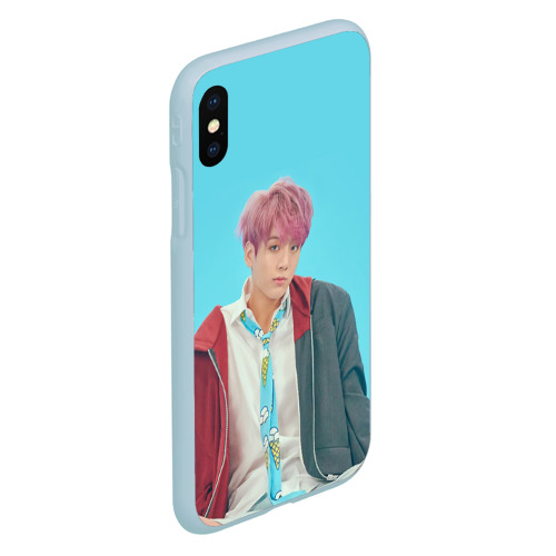 Чехол для iPhone XS Max матовый BTS. Jungkook, цвет голубой - фото 3