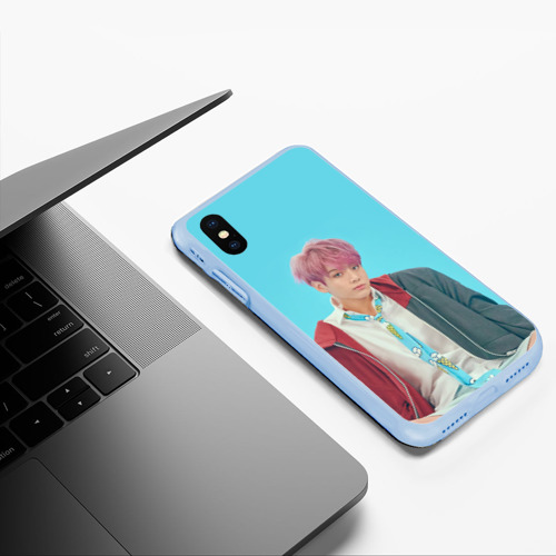 Чехол для iPhone XS Max матовый BTS. Jungkook, цвет голубой - фото 5