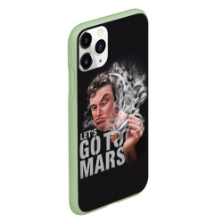 Чехол для iPhone 11 Pro матовый Илон Маск с дымящей ракетой Falcon в руке - Let's go to Mars - фото 2