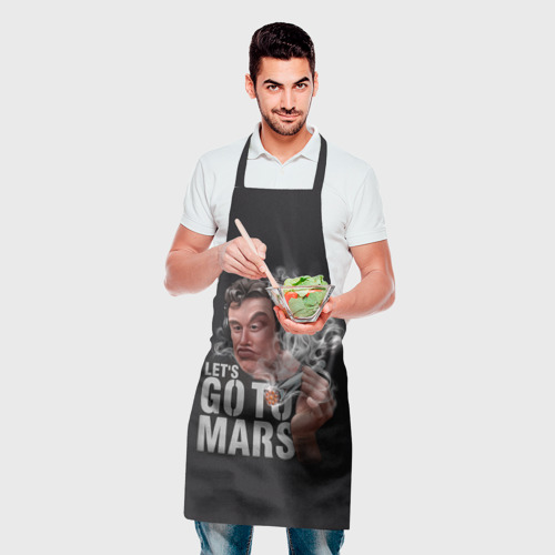 Фартук 3D Илон Маск с дымящей ракетой Falcon в руке - Let's go to Mars - фото 2