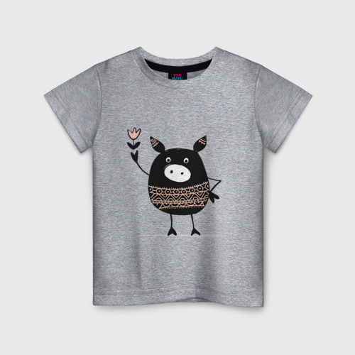 Детская футболка хлопок с принтом Свинка, вид спереди #2
