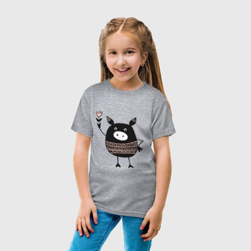 Детская футболка хлопок с принтом Свинка, вид сбоку #3