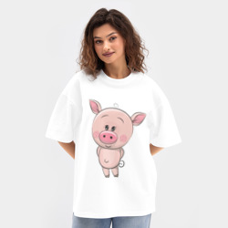 Женская футболка Oversize хлопок premium Поросёнок - фото 2