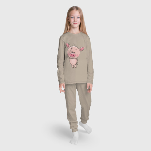 Детская пижама с лонгсливом хлопок с принтом Поросёнок, вид сбоку #3