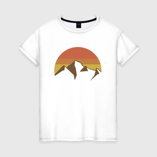 Женская футболка хлопок Вершины гор и осеннее солнце, цвет белый