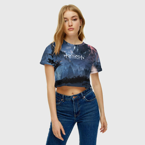 Женская футболка Crop-top 3D Horizon Zero Dawn, цвет 3D печать - фото 3
