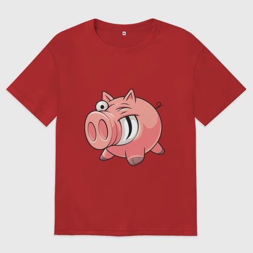 Женская футболка хлопок Oversize с принтом Свин, вид спереди #2