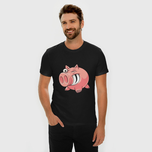 Мужская футболка хлопок Slim Свин, цвет черный - фото 3