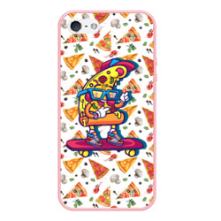 Чехол для iPhone 5/5S матовый Пицца на скейте