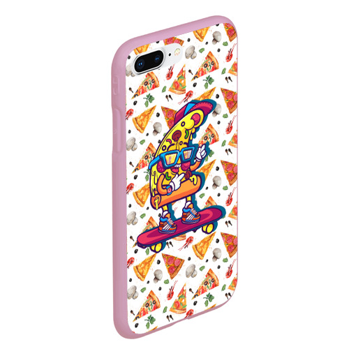 Чехол для iPhone 7Plus/8 Plus матовый Пицца на скейте, цвет розовый - фото 3