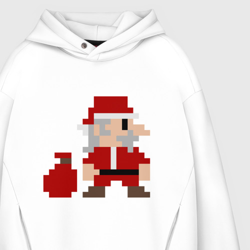 Мужское худи Oversize хлопок Pixel Santa, цвет белый - фото 4