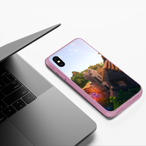 Чехол для iPhone XS Max матовый Minecraft, цвет розовый - фото 5