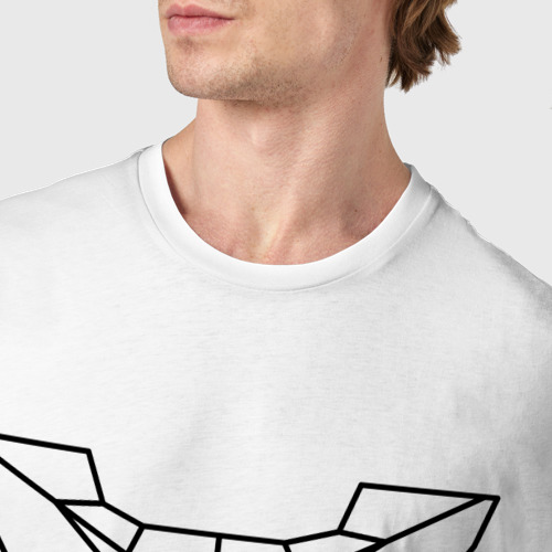 Мужская футболка хлопок Полигональная сова, цвет белый - фото 6