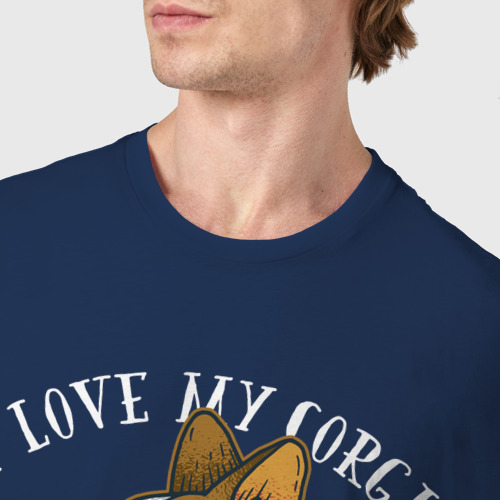 Мужская футболка хлопок Корги, цвет темно-синий - фото 6