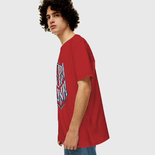 Мужская футболка хлопок Oversize Логотип Фростпанк, цвет красный - фото 5