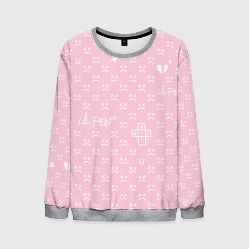 Мужской свитшот 3D Lil Peep pink pattern, цвет меланж