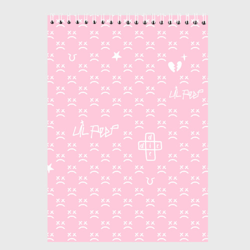Скетчбук Lil Peep pink pattern, цвет белый
