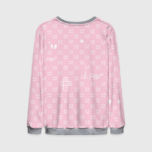 Мужской свитшот 3D Lil Peep pink pattern, цвет меланж - фото 2