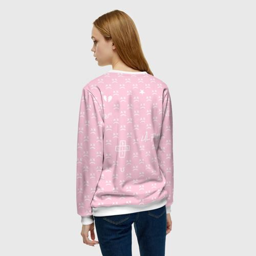 Женский свитшот 3D Lil Peep pink pattern, цвет 3D печать - фото 4