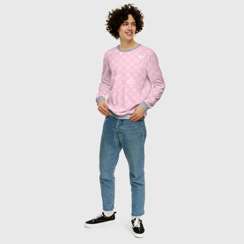 Мужской свитшот 3D Lil Peep pink pattern, цвет меланж - фото 5
