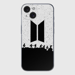 Чехол для iPhone 15 силиконовый с защитой камеры BTS Stars БТС звёзды